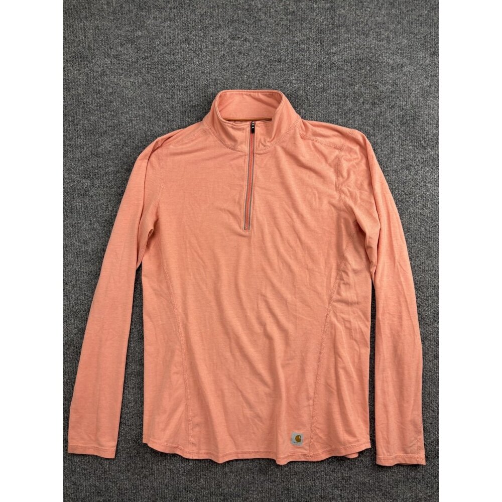 Carhartt Force Pullover Womens Medium Pink‎ Quarter Zip Long Sleeve Shirt Top
